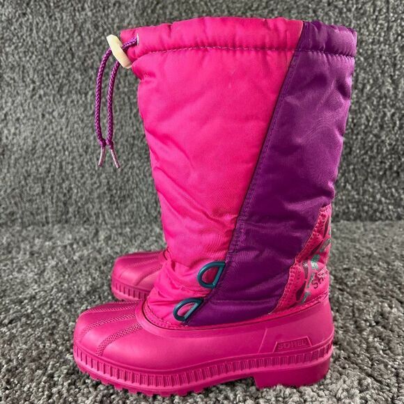 Sorel Snow Boots Youth Girls 5 Pink Purple Removeable Liner Made in Canada